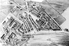 An aerial view of Goole Docks in 1884.