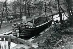 A barge in a lock