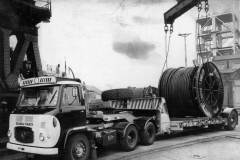Goole's Railway Dock electric crane lifting a 37-ton coil of steel wire rope.