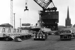 Loading containers in Goole docks.