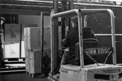 Loading lawnmowers onto a Berge Line vessel.