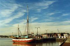 The sailing ship Audrey moored in Goole Docks.