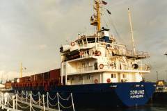 Container vessel Jorund entering Goole Docks via Ocean Lock.