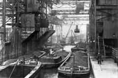 Barges at a coal transfer facility.