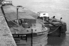 Barges George Dyson & Vinny H moored on the River Ouse in Goole.