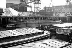 Barges in the River Hull near the Yorkshire Dry Dock Co Ltd\'s Crown Dry Dock.