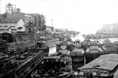 Numerous barges in the River Hull.