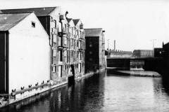 A urban canalside scene.