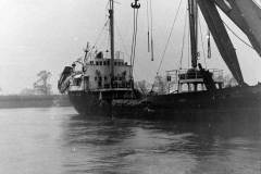 Raising the MV Birgit Muller on the River Ouse.                         