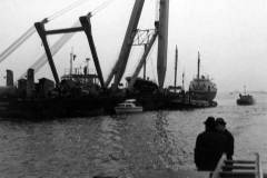 Raising the MV Birgit Muller on the River Ouse.                         