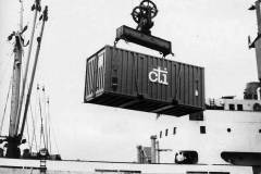 Loading a 20 ft container onto MV Byland Abbey.