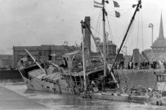 MV Hartel in the lock to Goole Docks following recovery.