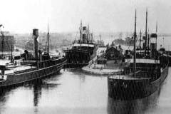 Steamships entering Goole Docks.