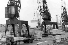 Unloading Swedish timber in Goole Docks.