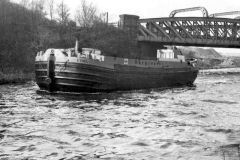 'West Country' size motor barge Ethel running unladen.