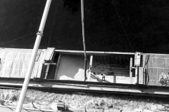 Handling a barge cargo.