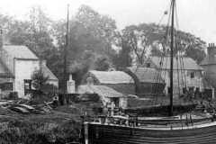 A keel moored at Levitt Hagg boatyard.