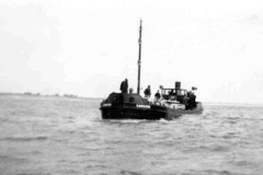 The laden barge Carson under way.