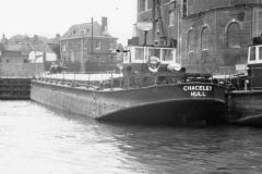 The motor barge Chaceley moored in what could be Gloucester.