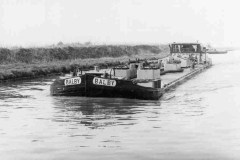 The laden tanker barge Balby under way.