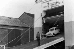 A Renault car rolling off Autoroute.